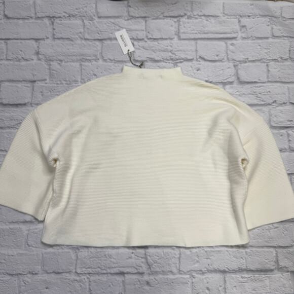 Ellison Womens Off White Mock Neck 3/4 Sleeve Sweater Top Size L New Ivory Boxy - Picture 5 of 5